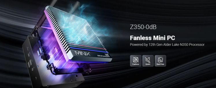 MINIX NEO Z350-0dB / Intel Core 3-N350 Mini PC, 512GB SSD, 16GB RAM, lüfterlos, Windows 11 Pro