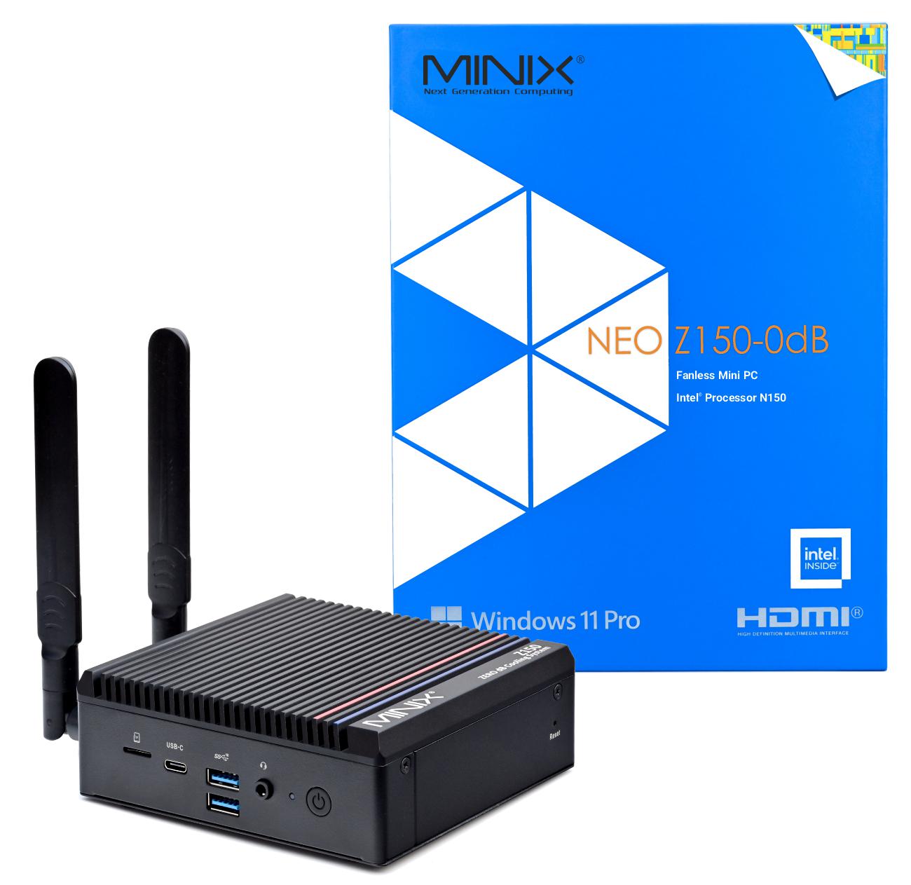 MINIX NEO Z150-0dB / Intel N150 Mini PC, 512GB SSD, 16GB RAM, lautlos, Windows 11 Pro