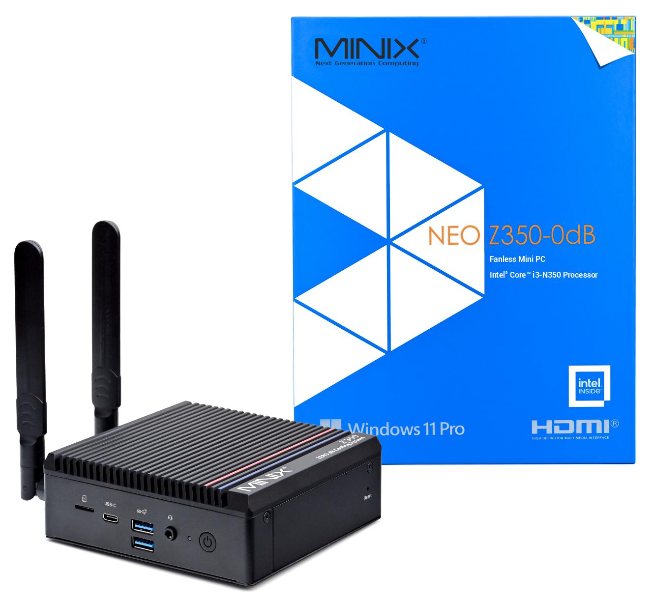 MINIX NEO Z350-0dB / Intel Core 3-N350 Mini PC, 512GB SSD, 16GB RAM, lüfterlos, Windows 11 Pro